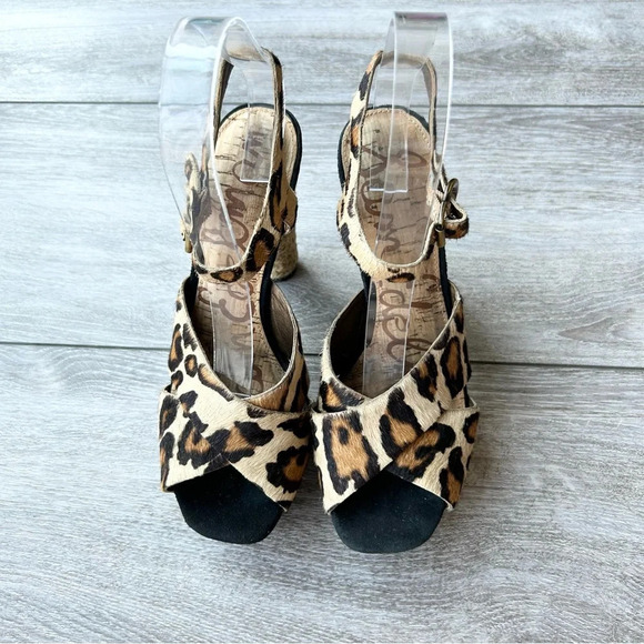 Sam Edelman Sqaure Toe Calf Hair Platform Heel Sandals - Picture 3 of 14